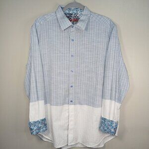 ROBERT GRAHAM CANO COLORBLOCK WOVEN CLASSIC FIT SPORT SHIRT BLUE MENS XL